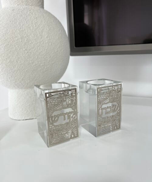 זוג פמוטי קריסטל עם פלקטה 