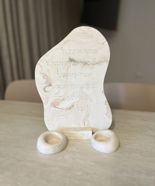 סט הדלקת נרות שייש חום