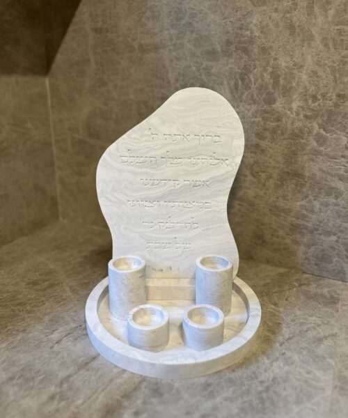 סט הדלקת נרות מלא שייש אפור