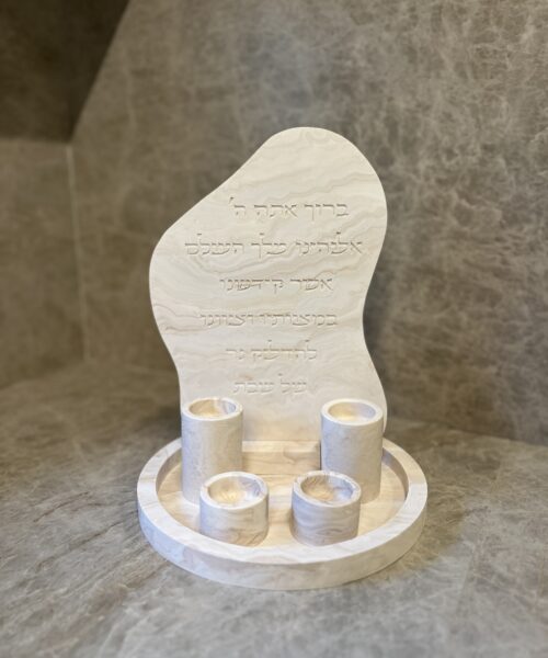 סט הדלקת נרות מלא שייש חום